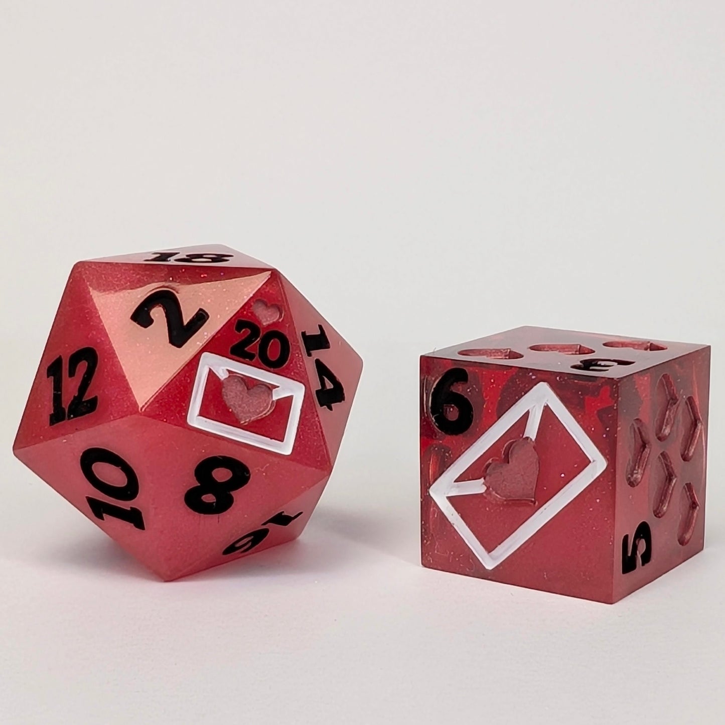 Love Letter D6/D20 pair - red