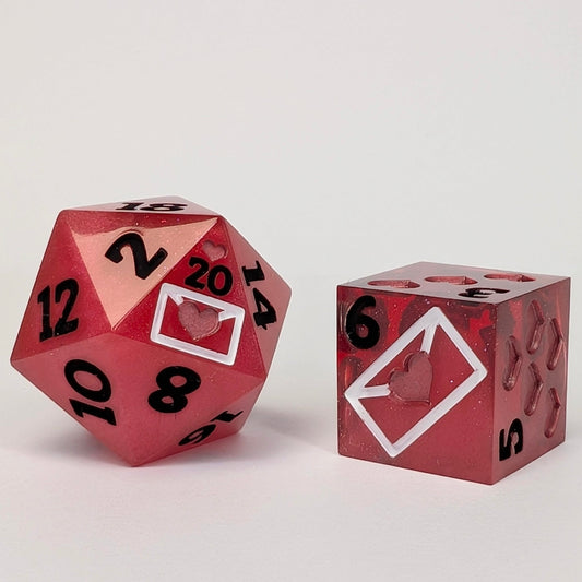 Love Letter D6/D20 pair - red