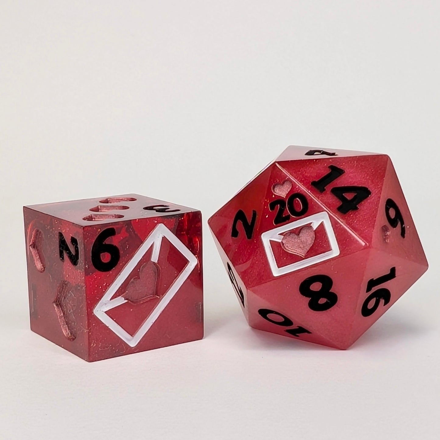 Love Letter D6/D20 pair - red