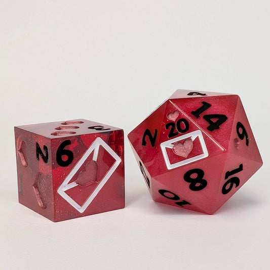 Love Letter D6/D20 pair - red